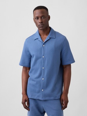 Gap Erkek Açık Mavi Fransız Havlu Kumaş Standart Fit Vacay Gömlek