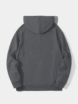 Vexor Erkek 3 Iplik Pamuklu Kapüşonlu Kanguru Cepli Sweatshirt Hoodie -  Füme