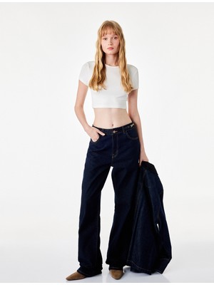 Koton Yüksek Bel Düz Bol Paça Jean Pantolon - Straight Fit Jean