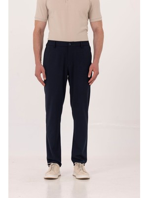 Sabri Özel Lacivert Yanı Lastikli Köprülü Kemerli Slim Fit Jogger Pantolon