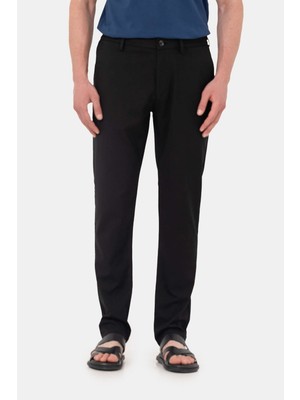 Sabri Özel Siyah Yanı Lastikli Köprülü Kemerli Slim Fit Jogger Pantolon