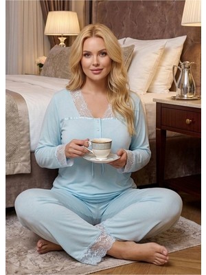 Carlburn #pijamatakımı Saten Çeyizlik Sabahlıklı Dantel Detaylı Lüks Pudra Penye Pijama Takımı