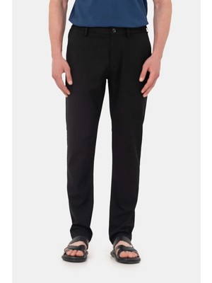 Sabri Özel Siyah Yanı Lastikli Köprülü Kemerli Slim Fit Jogger Pantolon