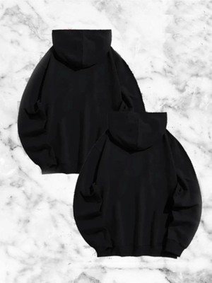 Vexor Sevgili Çift Kombini Örümcek Baskılı Kapüşonlu Sweatshirt Hoodie - Siyah