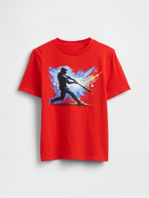 Gap Erkek Çocuk Kırmızı Grafik Baskılı T-Shirt
