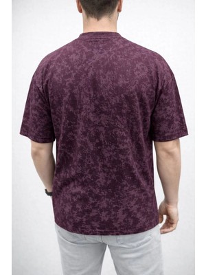 Vexor Erkek Premium Tişört Osy Yumuşak Dokulu Yıkamalı Oversize T-Shirt - Bordo