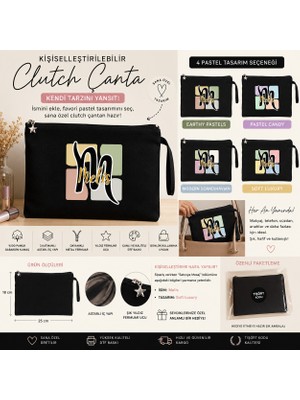 Tişört Kodu Kişiselleştirilebilir Siyah Clutch Çanta – Pastel Koleksiyonu