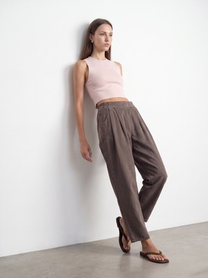 Dilvin 72349 %100 Pamuk Beli Lastikli Jean-Kahve