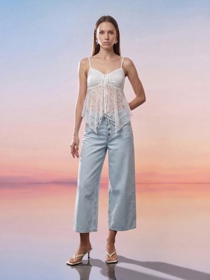 Dilvin 72345 %100 Pamuk Baggy Jean-Mavi