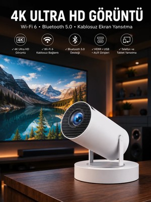 Kaia Life Taşınabilir Android Projeksiyon Ayaklı Çift Kollu 4K Çözünürlüklü Sinema Projeksiyonu