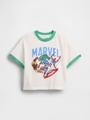 Gap Erkek Bebek Beyaz Marvel Oversized Grafik Baskılı T-Shirt