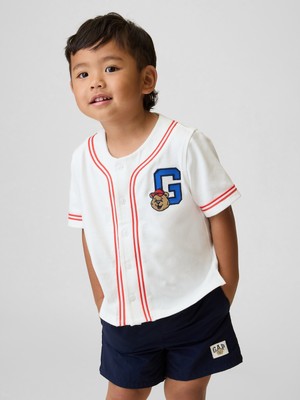 Gap Erkek Bebek Beyaz Brannan Bear Logo Beyzbol Jersey T-Shirt