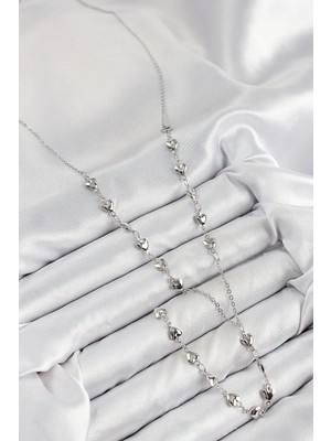 Uravas Store Pirinç Zirkon Taşlı Kalp Model Gümüş Renk Y Kolye