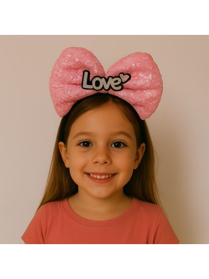 Uravas Store LED Işıklı Love Yazılı Fuşya Fiyonk Taç – Kız Çocuk Parti Tacı