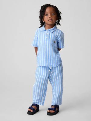 Gap Erkek Bebek Açık Mavi Pamuk Gauze Pull-On Barrel Pantolon