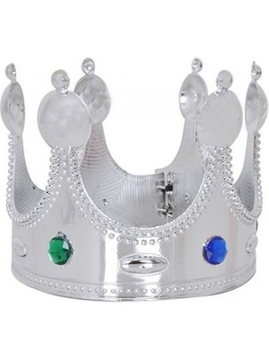 Uravas Store Plastik Kral Tacı Gümüş Renk Çocuk Boy 45 cm