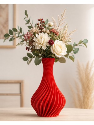 Belirtilmemiş 3D Baskı Spiral Tasarımlı Dekoratif Vazo – Modern Masaüstü Çiçeklik
