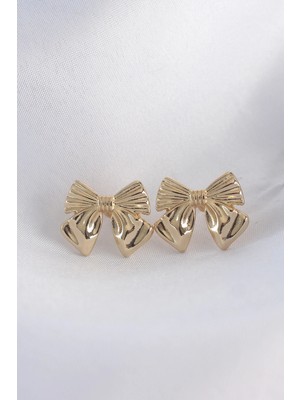 Uravas Store Pirinç Gold Renk Fiyonk Küpe