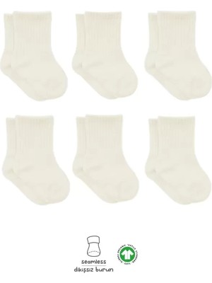 Uravas Store Üreticiniz 6'lı Basic Penye Soket Çorap 10101 Ekru