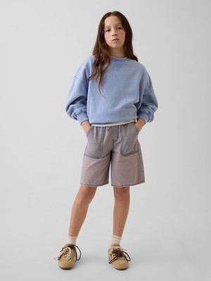 Gap Kız Çocuk Mor Low Rise Easy Longline Denim Şort