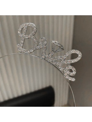 Uravas Store Gümüş Renkli Taşlı “bride” Gelin Tacı – El Yazısı Yazı Tipiyle