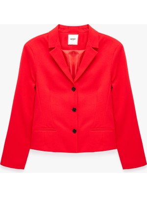 Koton Regular Fit Uzun Kollu Geniş Yaka Düğmeli Dikiş Detaylı Cepli Blazer Ceket