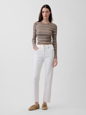 Gap Kadın Beyaz High Rise ’90S Slim Straight Crop Jean Pantolon