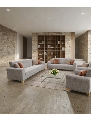KUTLALE Jakarlı Ağaç Kabuğu (Çubuk) Desen 3+3+1+1 Koltuk Kanepe Çekyat Örtüsü Takımı, Streç, Esnek, Lastikli, Koltuk Kılıfı Takımı Vizon Renk