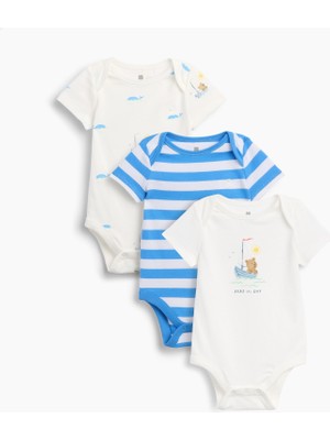 Gap Bebek Açık Mavi First Favorites Organik Pamuk Bodysuit (3’lü)