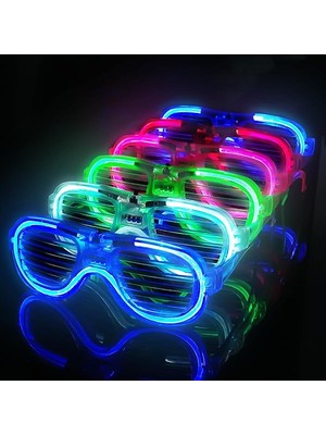 Uravas Store Glow Model 3 Farklı Fonksiyonlu Işıklı Panjur Parti Gözlüğü Karışık Renk 12 Adet