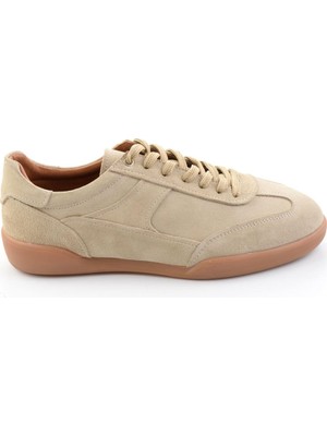 Bambi Bej Hakiki Deri Erkek Sneaker E01396002402