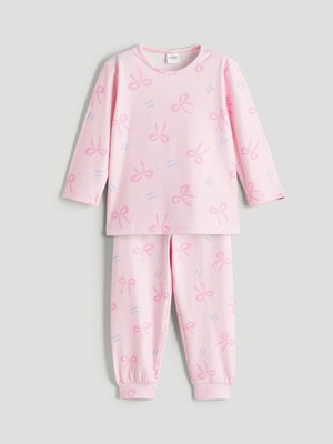Lc Waikiki Yeni Sezon Bisiklet Yaka Fiyonk Desenli Kız Çocuk Pijama Takımı