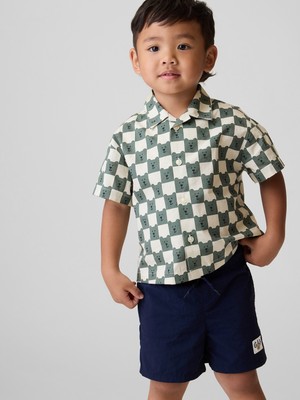 Gap Erkek Bebek Yeşil Organik Pamuk Poplin Baskılı Gömlek