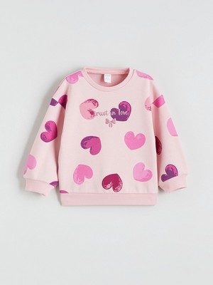 Lc Waikiki Yeni Sezon Kalp Baskılı Kız Çocuk Sweatshirt