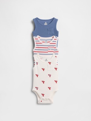 Gap Bebek Çok Renkli First Favorites Tinyrib Cepli Kolsuz Bodysuit (3’lü)