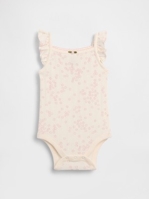 Gap Bebek Krem Pointelle Fitilli Çiçekli Askılı Bodysuit