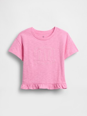 Gap Kız Bebek Pembe Fırfır Etekli Logo T-Shirt