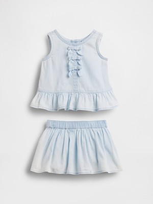 Gap Bebek Açık Mavi Denim Fiyonk Outfit Set
