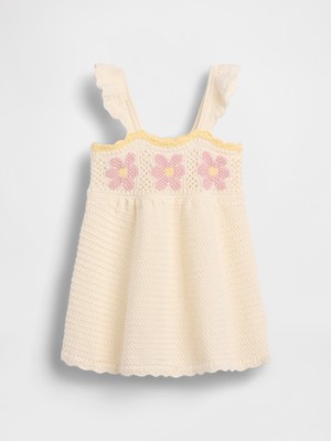 Gap Bebek Krem Kroşe Çiçek Elbise