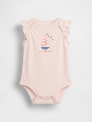 Gap Bebek Açık Pembe Organik Pamuk Grafik Baskılı Bodysuit