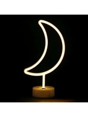 ALK Neon Işıklı Ay Masa Gece Lambası Pil+Usb