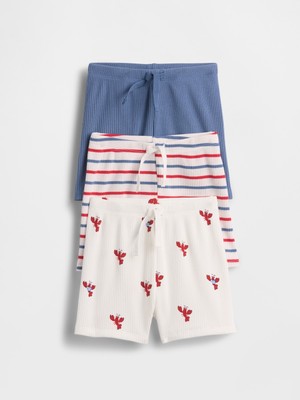 Gap Bebek Çok Renkli First Favorites Tinyrib Çizgili Pull-On Şort (3’lü)