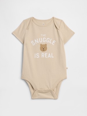 Gap Bebek Açık Kahverengi Grafik Baskılı Bodysuit
