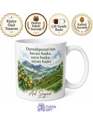 Tupya Gift Trabzon Dernekpazarı Doğal Yaşam Dağ Havası Fındık Çay Bahçeleri Kupa Bardak Hediye