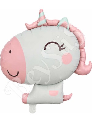 BeySüS Pembe Retro Unicorn Folyo Balon
