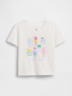 Gap Kız Bebek Kırık Beyaz Mix & Match Grafik Baskılı T-Shirt