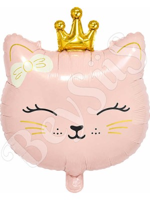 BeySüS Taçlı Kedi Pembe Folyo Balon
