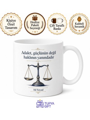 Tupya Gift Terazi Temalı Hukuk Kupası Baskılı Hediye Avukat Hakim Kupa Bardak