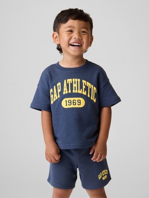 Gap Erkek Bebek Lacivert Fransız Havlu Kumaş Kısa Kol Sweatshirt