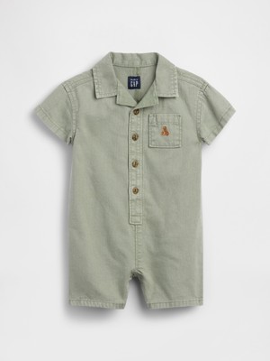 Gap Bebek Açık Yeşil Denim Cepli Shorty Tulum